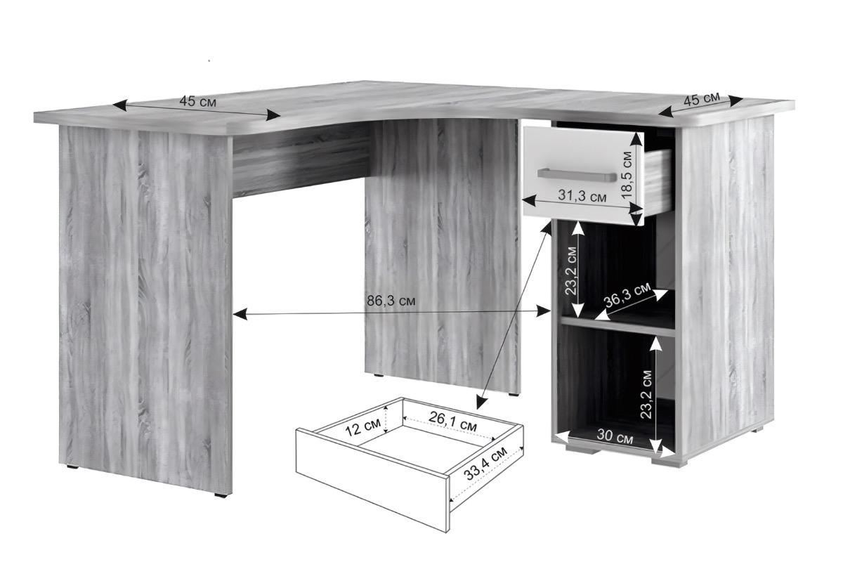 "Компьютерный стол Лайт К1 бежевый" - вид 3