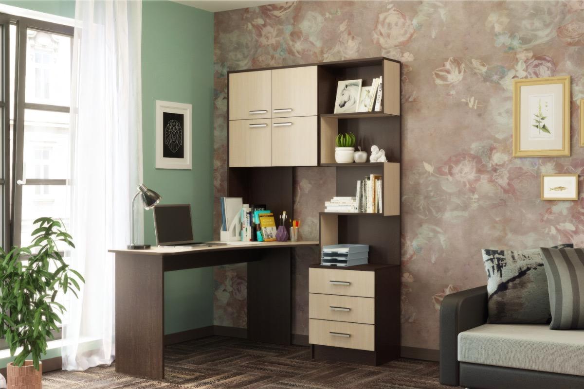 "Компьютерный стол Модель-1 левый 3 ящика венге белфорт" - вид 2