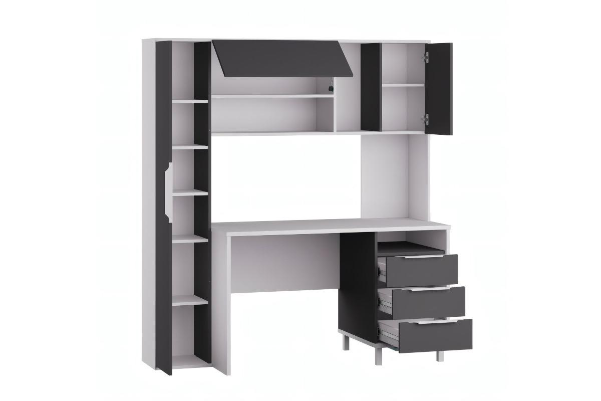 "Письменный стол Комфорт 12.95 с надстройкой белый серый" - вид 2