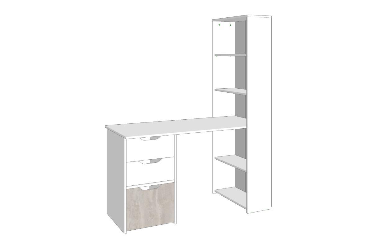 "Письменный стол Мико со стеллажом белый" - вид 3