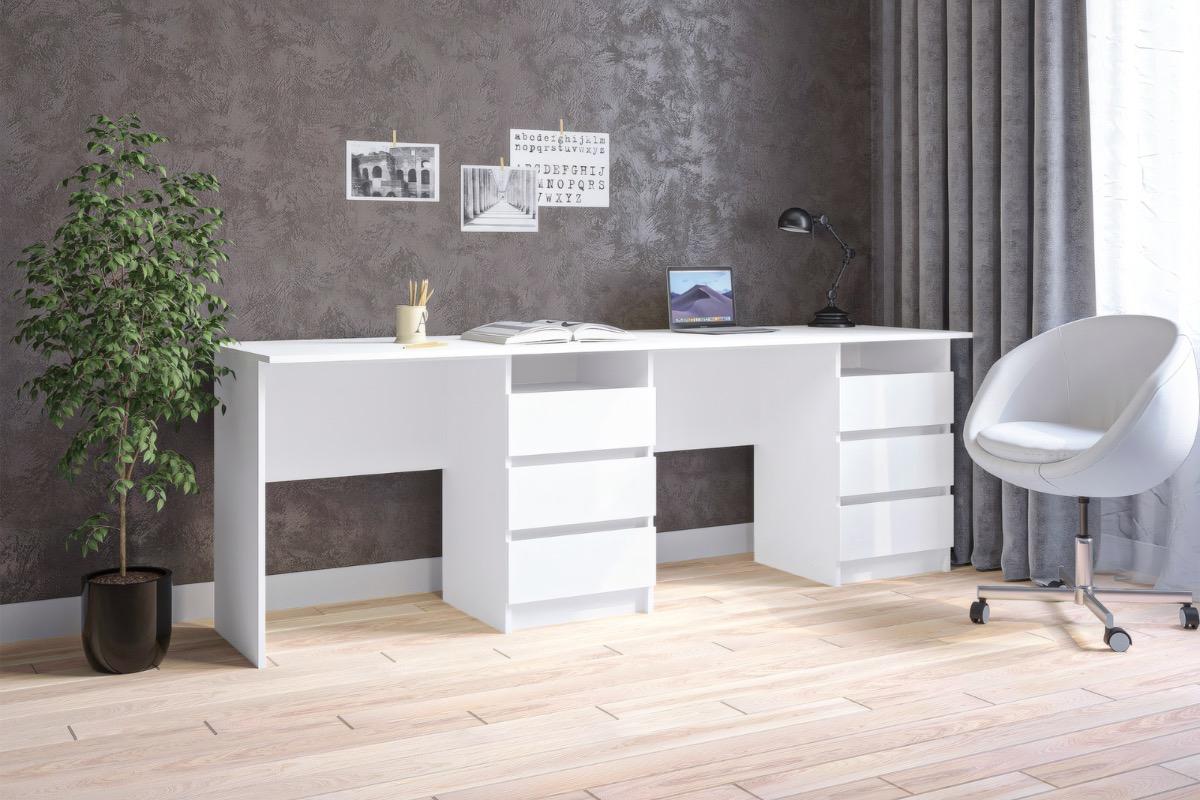 Письменный стол тандем Зара для двоих белый